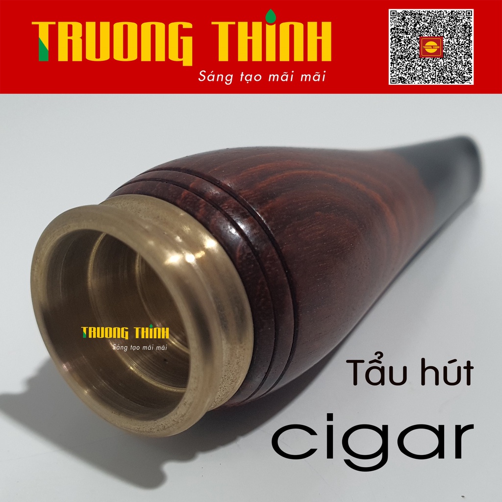 Bắt Tóp Cohiba Xì Gà Gỗ Trắc Trơn Cao Cấp Thẳng Bọc Đồng Nguyên Khối - Dùng Được 4 Vòng Zing