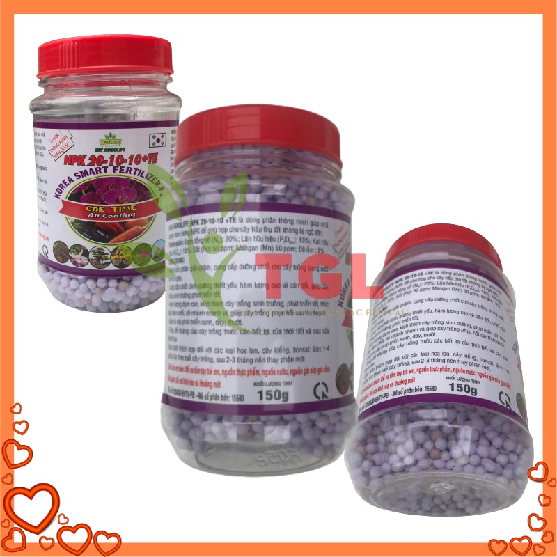 Phân tan chậm, phân thông minh Hàn Quốc, NPK 20-10-10+TE CSV- AGROLIFE 150gr, thích hợp với hoa lan, cây kiểng, bon sai