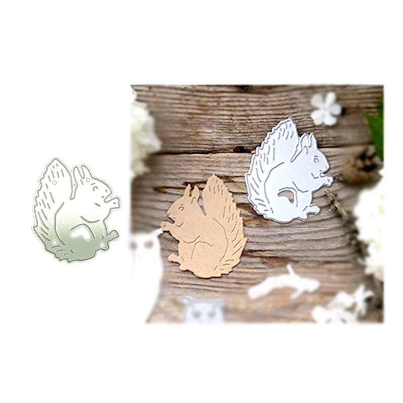 Khuôn Cắt Giấy Làm Từ Kim Loại Hình Sóc Chuột Trang Trí Scrapbook