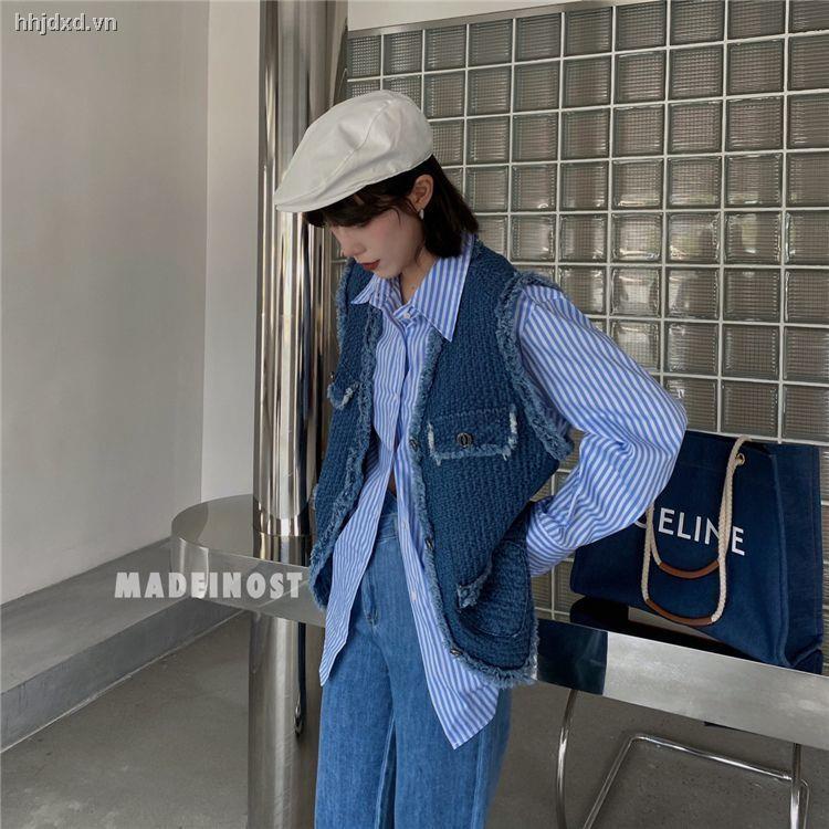 ☜❃Áo Khoác denim Cổ Chữ V Dáng Rộng Thời Trang Mùa Thu Hàn Quốc 21 Dành Cho Nữ