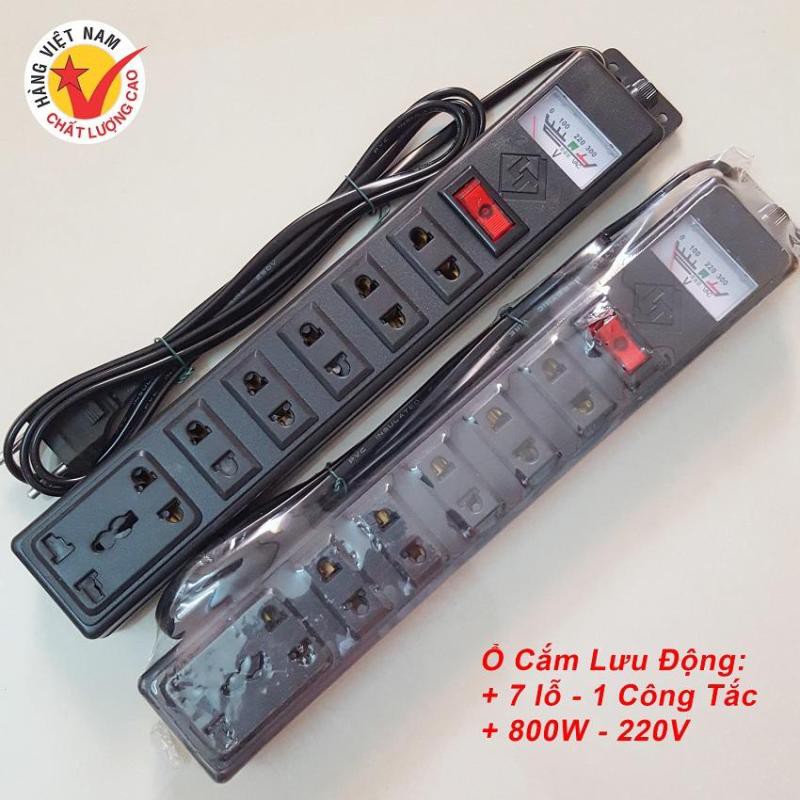 Ổ Cắm Điện Lý Trung Công Suất 800W 6 Phích 2 Chấu, 1 Phích 3 Chấu Dây Dài 1.5m