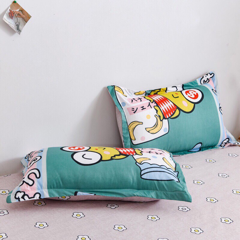 Bộ Chăn Ga Cotton Poly  Mẫu ếch mắt to