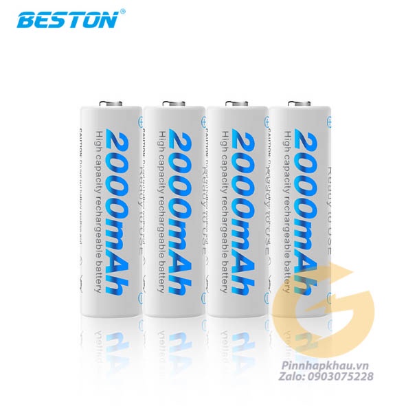 Bộ 4 Pin sạc AA Beston dung lượng 1200mAh - 2000Ah - 3300mAh bảo hành 1 tháng 1 đổi 1.