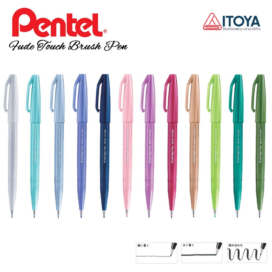 Bộ bút ngòi cọ Pentel fude touch brush sign SES15C