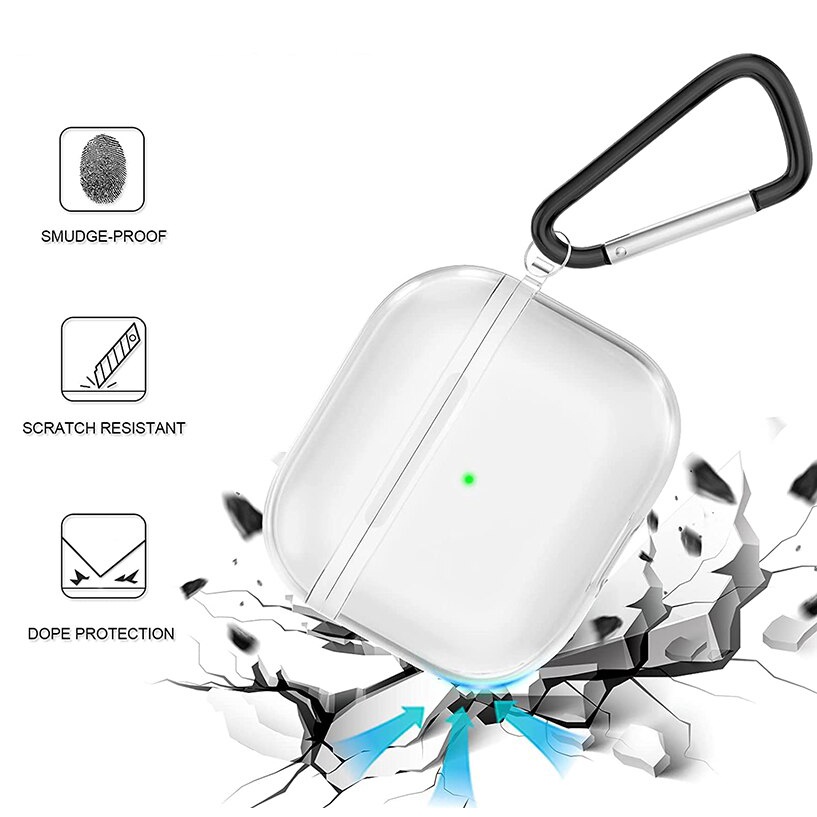 Vỏ bảo vệ hộp sạc bằng PC cứng trong suốt thích hợp cho tai nghe Airpods 3