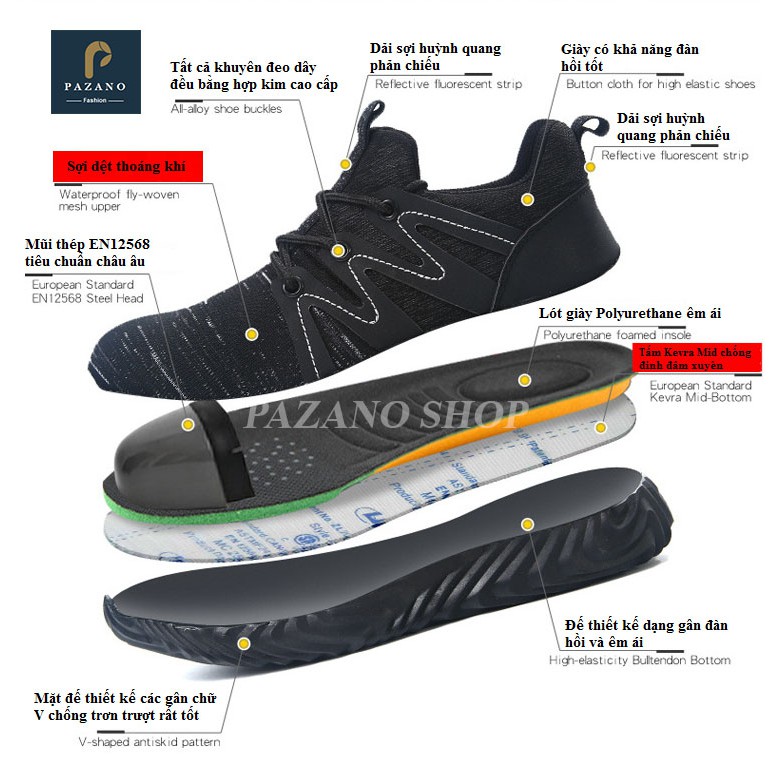 Giày Bảo Hộ Lao Động Banka 709 Cao Cấp, Mũi Thép, Đế Chống Đinh, Đế Đúc Nguyên Khối, Giày Bảo Hộ Nam [Có Video Thực Tế] | BigBuy360 - bigbuy360.vn