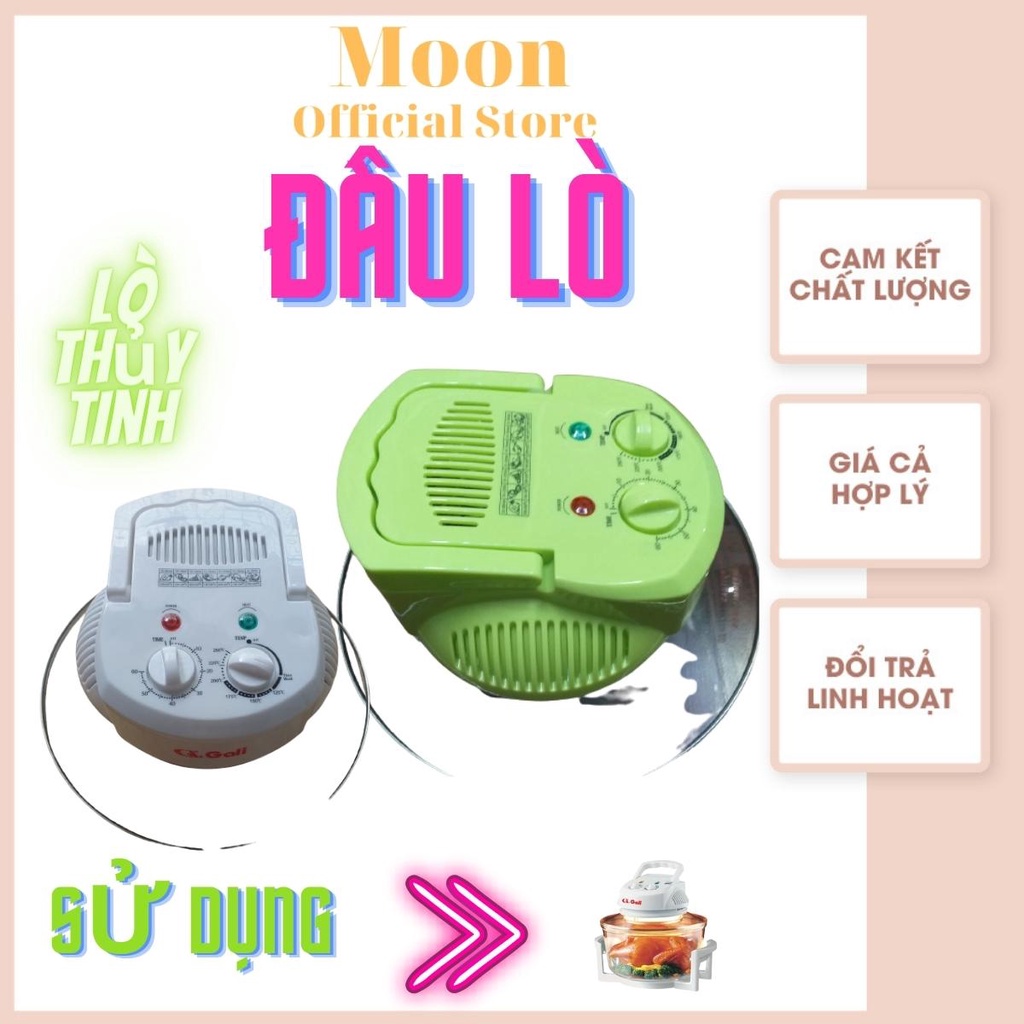 Đầu, nắp dùng cho lò nướng thủy tinh từ 12 đến 17 lít công suất 1300w, rộng 31cm sử dụng bóng Halogen, bảo hành 12 tháng