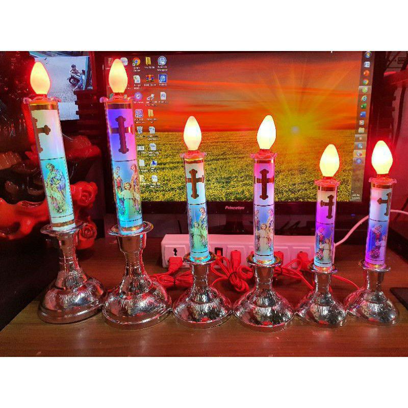 Đèn Cầy Led Trắng 7 Màu Hình CHÚA (Tiểu Trung Đại)