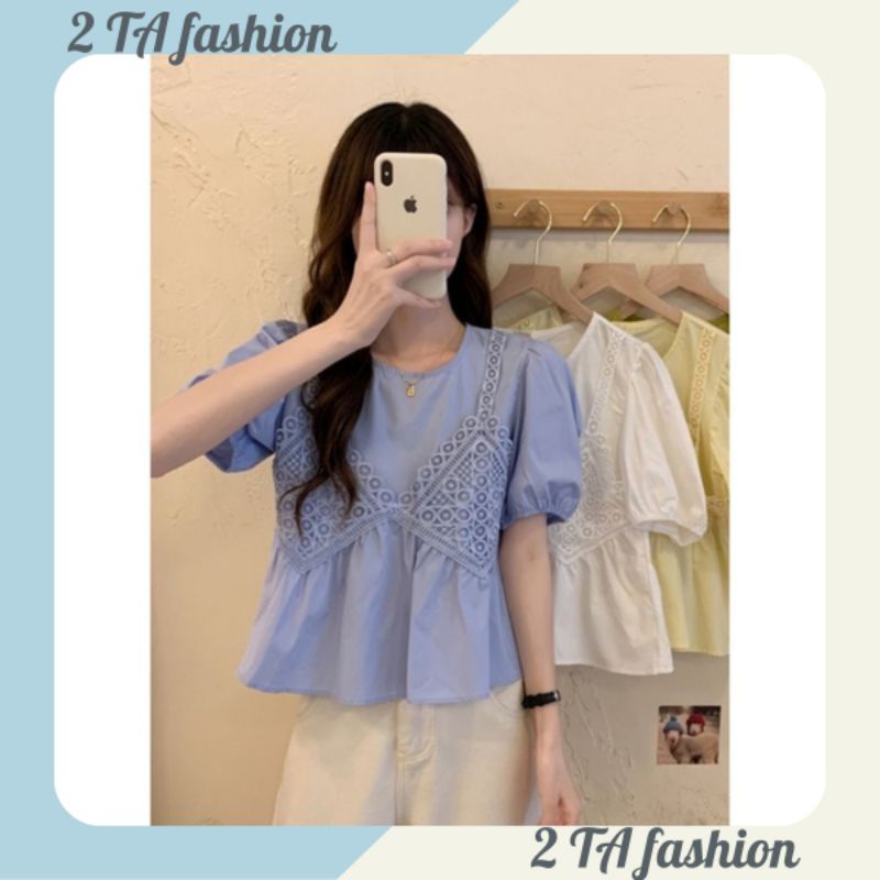 (order-sẵn xanh dương) áo kiểu ngắn tay bigsize phong cách trẻ trung mua hè 2021