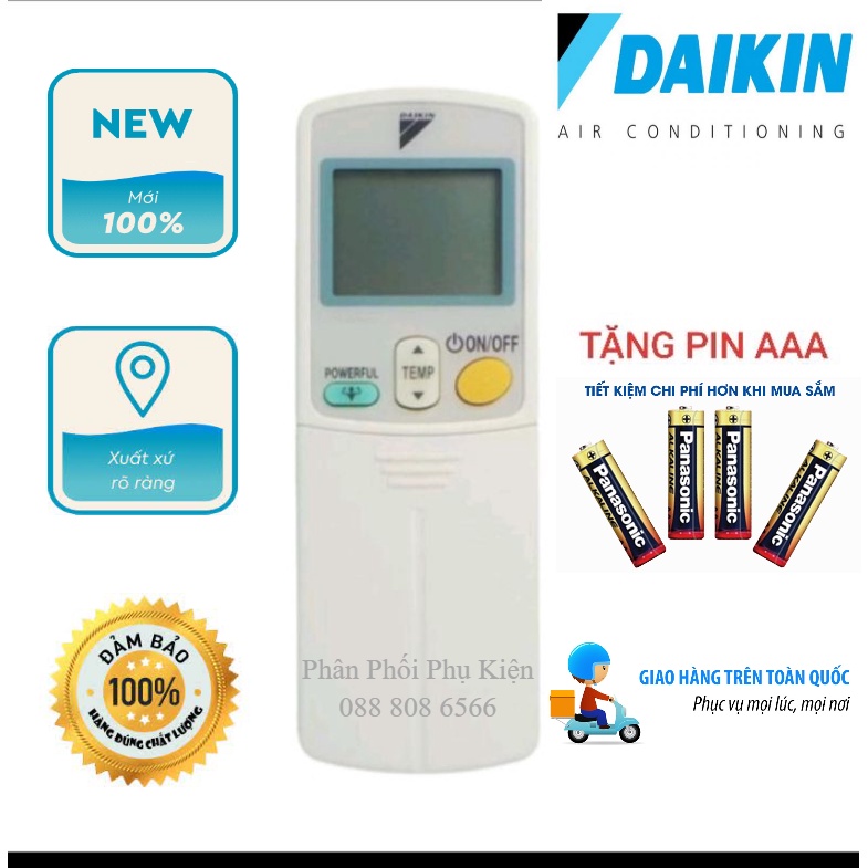 TẶNG PIN - HÀNG LOẠI TỐT - Điều khiển remote điều hòa máy lạnh Daikin(3 nút ngoài)