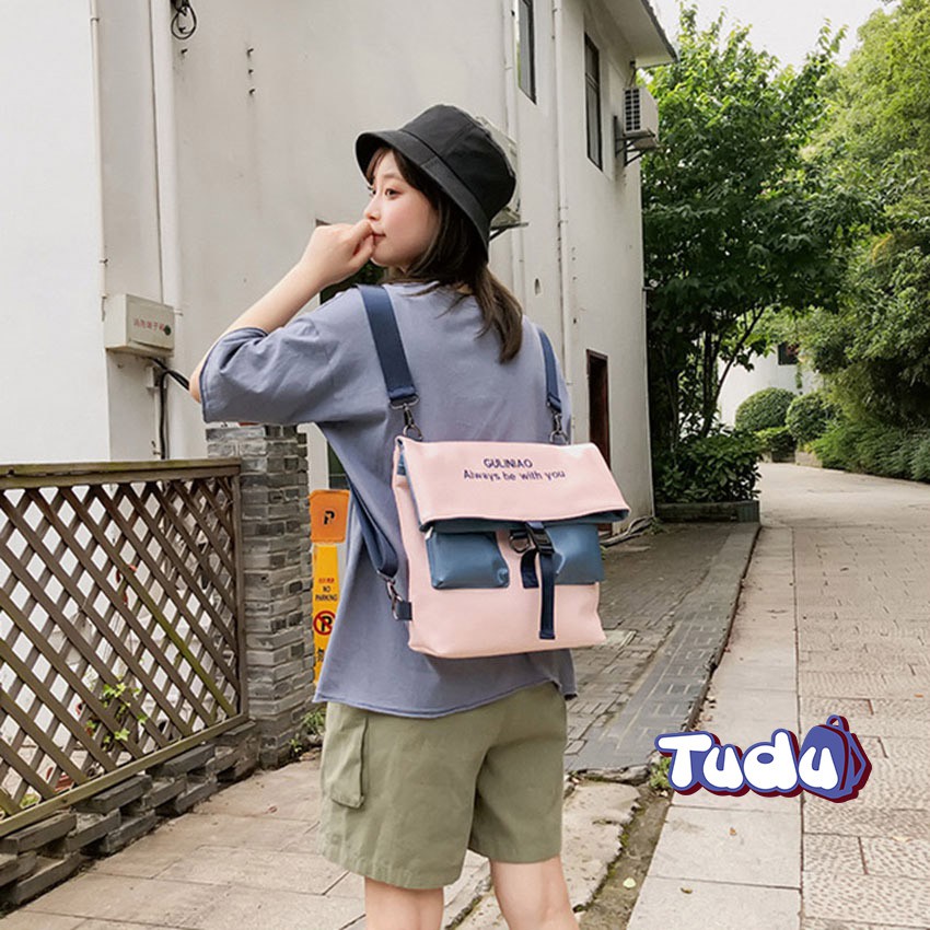 Xả kho mẫu cũ Túi Đeo Chéo Tudu Kết Hợp Balo Đi Học Phong Cách Thời Trang Hàn Quốc (CN228)