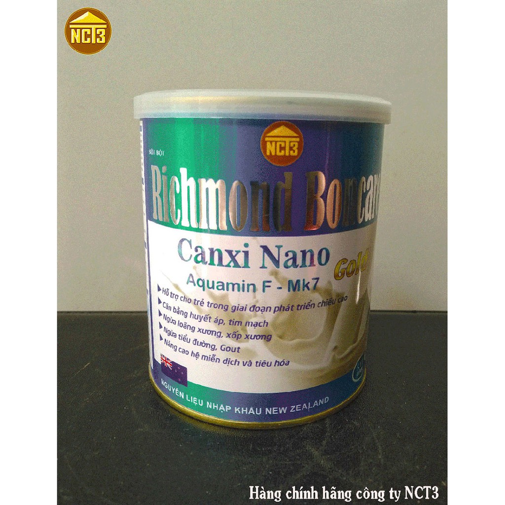 Sữa Tăng Chiều Cao , Cân Nặng - RICHMOND BONCARE CANXI NANO MK7- Hộp 400g ( Hàng chính hãng công ty NCT3 )