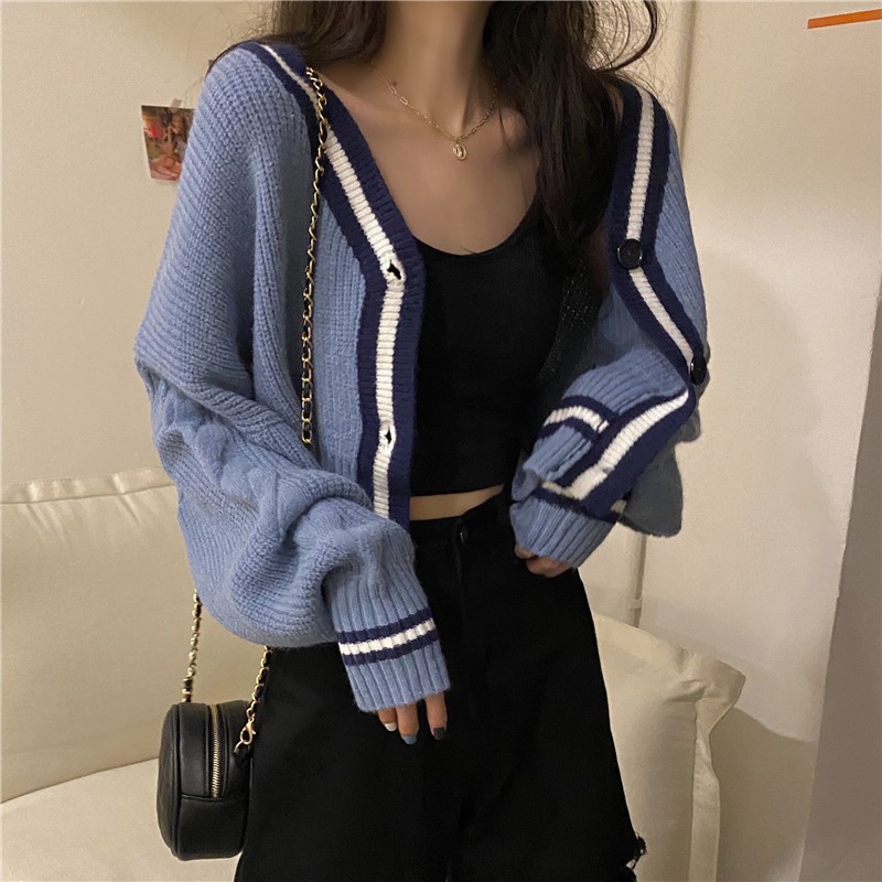 Áo Cardigan dệt kim tay dài có viền đáng yêu | BigBuy360 - bigbuy360.vn