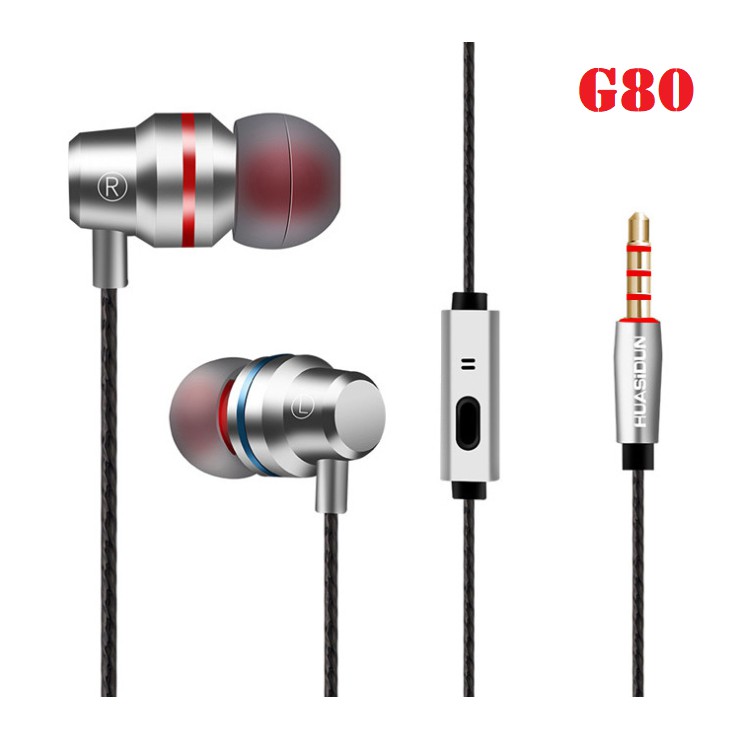 Tai phone G80 siêu bass - Tai nghe có dây jack 3.5 tích hợp micro đàm thoại cao cấp