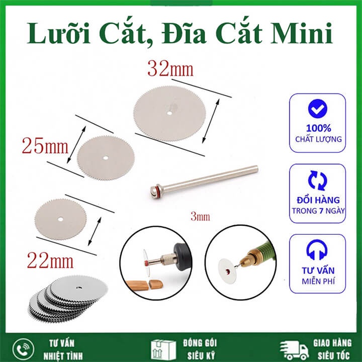 Lưỡi cắt, đĩa cắt mini cán 3mm đa năng dùng cho máy khoan cầm tay, lưỡi cưa gỗ gắn máy mài