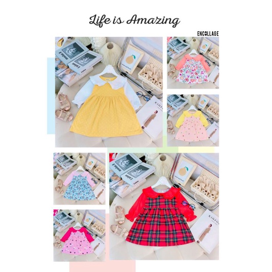 [8-18kg] ĐẦM XÒE TAY DÀI TIỂU THƯ XINH XẮN CHO BÉ GÁI BG007