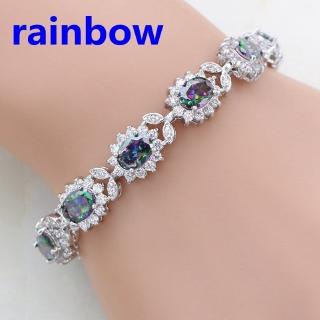 Vòng Tay Bạc Lấp Lánh Hình Oval Cho Nữ