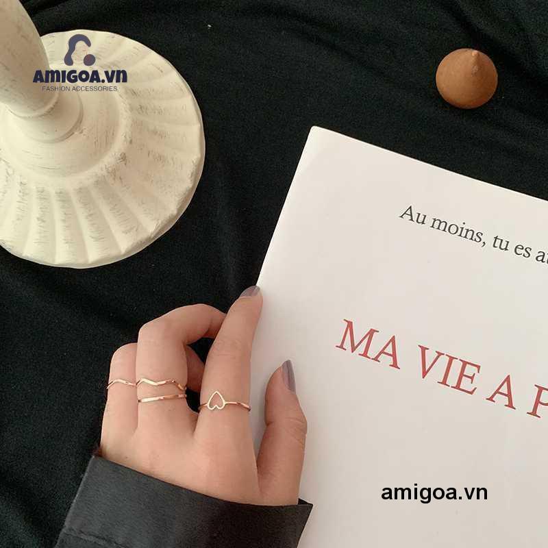 ✨✨Bộ 4 nhẫn hợp kim thiết kế thanh lịch hợp thời trang