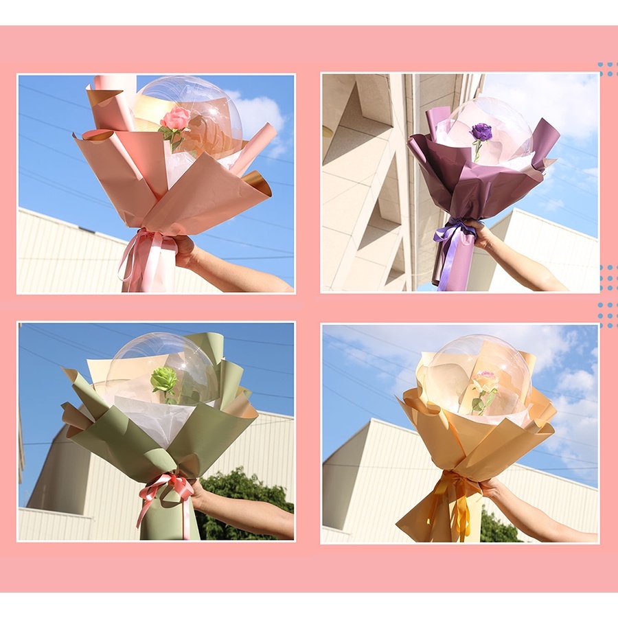 Bong Bóng Trong Suốt 22 Inch Hình Hoa Hồng Trang Trí Tiệc