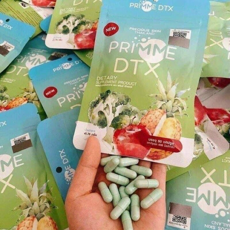Detox Prime Thái Lan giảm cân rau xanh hàng chuẩn, check mã QR gói 60v