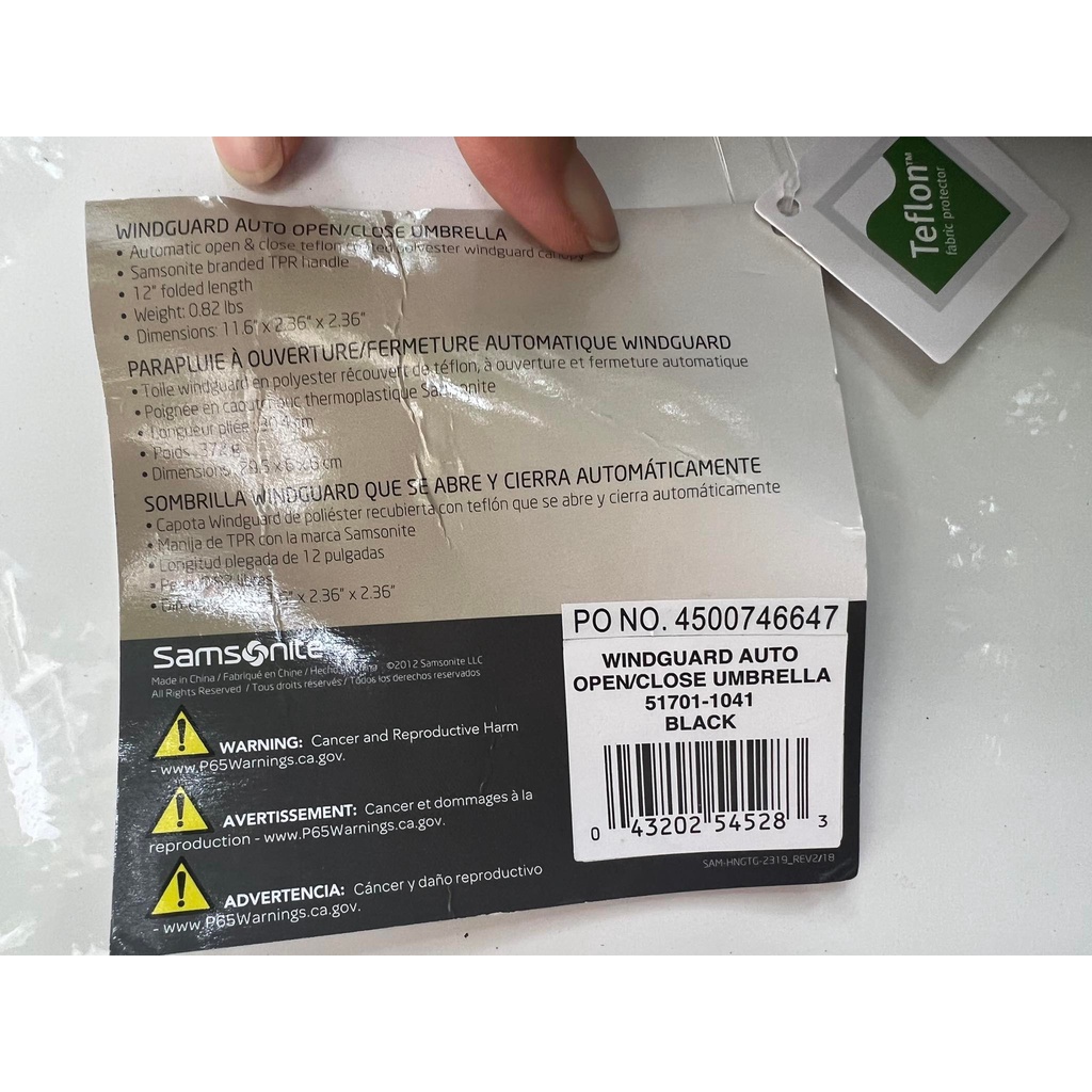 Ô cản gió, mở tự động Samsonite 51701-1041