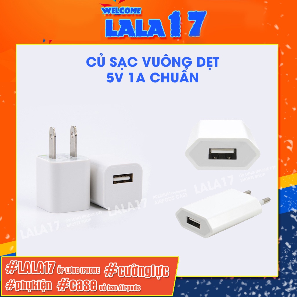 Củ sạc nhanh vuông dẹt cho mọi điện thoại dòng 5V 1A chuẩn