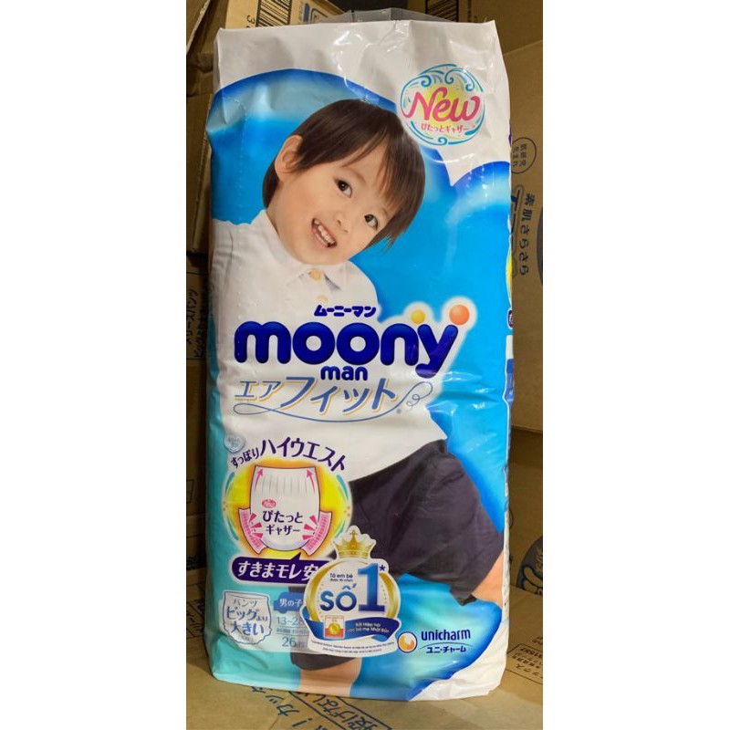 Tã quần Moony size xxl bé trai ( 13-25kg ) 26 miếng date mới