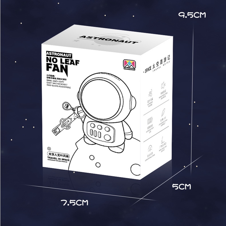 Quạt cầm tay mini không cánh Phi Hành Gia