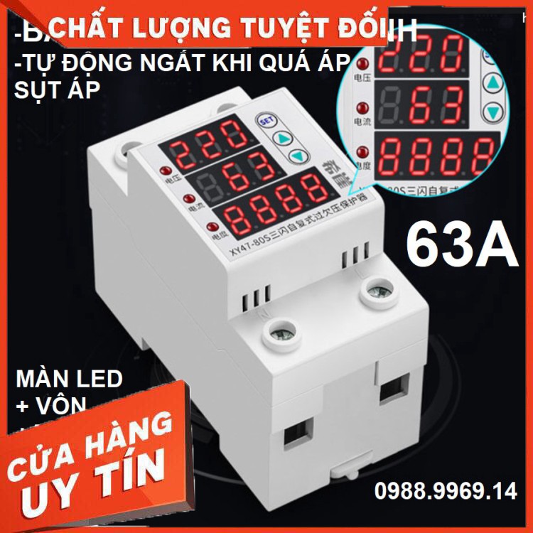 Bảo vệ mất trung tính cao cấp hiển thị Vôn - Ampe- Công tơ