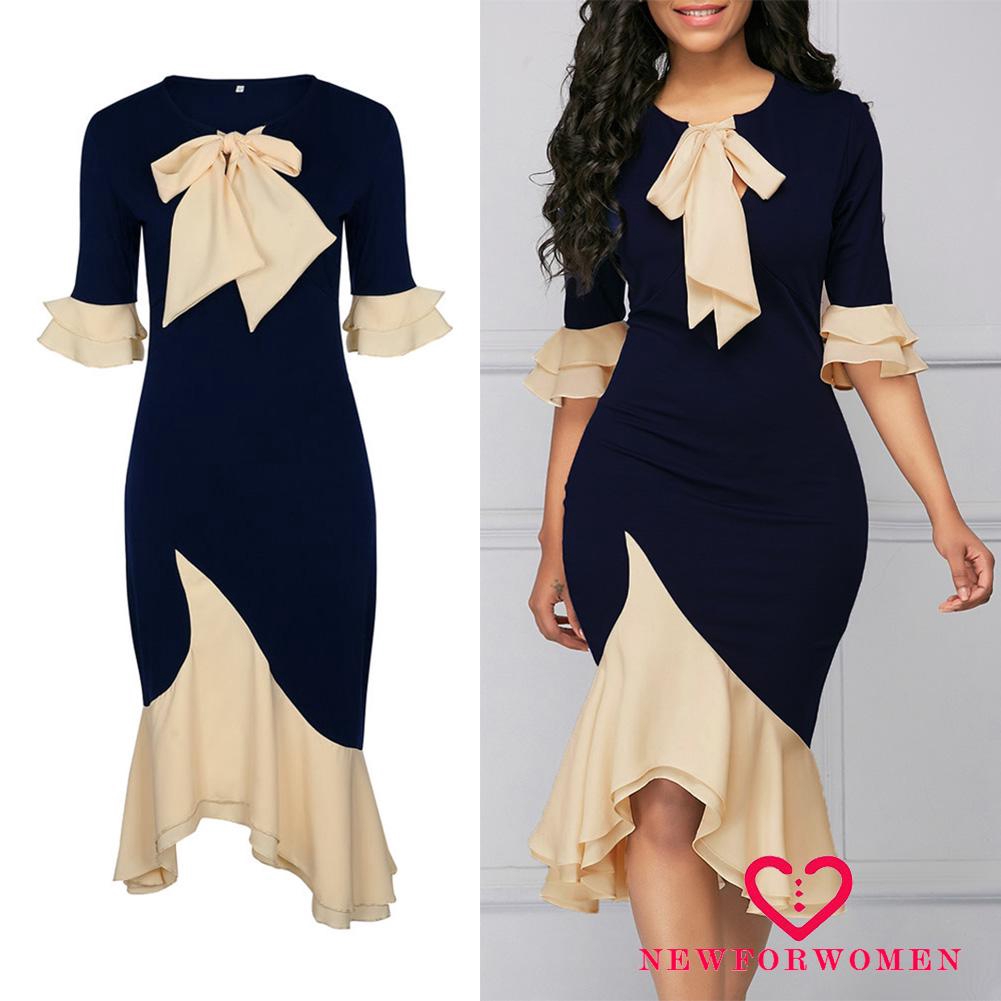 Đầm nữ tay lỡ phối nơ thời trang