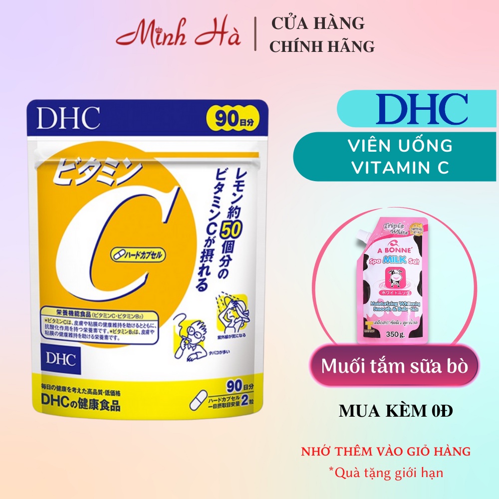 Viên uống Vitamin C DHC Nhật Bản gói 60 viên / 180 viên hỗ trợ sáng da, giảm vết thâm và tăng cường sức đề kháng