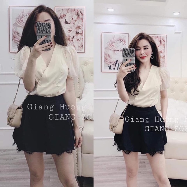 Quần sooc giả váy xếp li pha ren | BigBuy360 - bigbuy360.vn