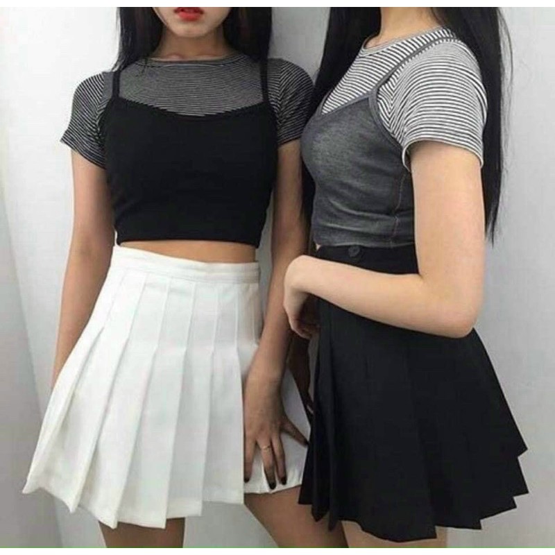 chân váy tenis skirt lưng cao xếp li to vkv