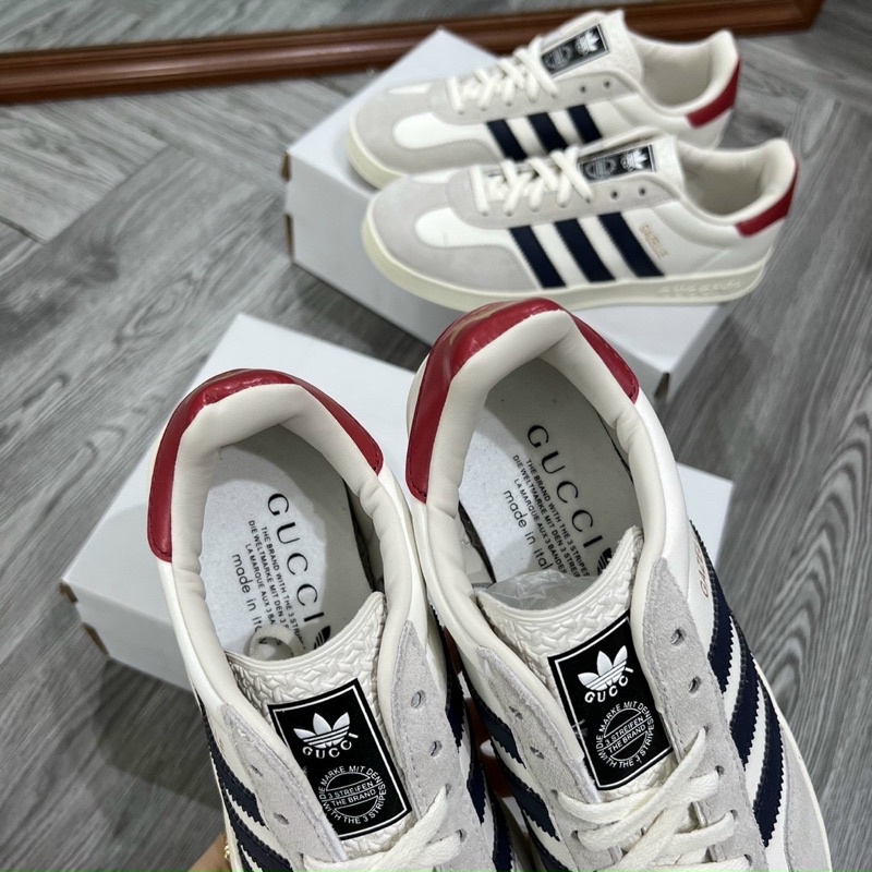 Giày thể thao nam nữ CT adidas Gucci 3 vạch đen gót đỏ xám kem cao cấp full hộp