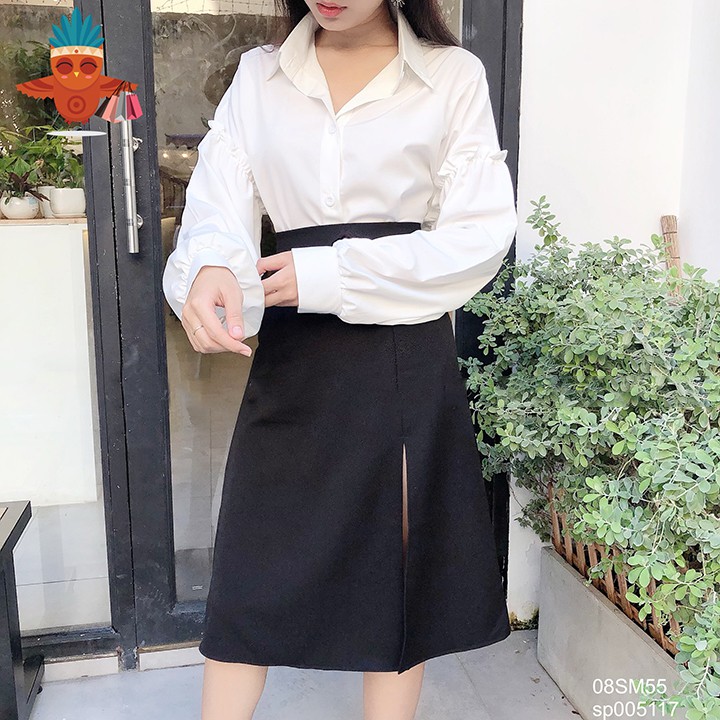 Chân váy midi đen xẻ tà lưng cao THOCA HOUSE sang chảnh, 3 size phù hợp đi chơi, đi làm cho các nàng | BigBuy360 - bigbuy360.vn