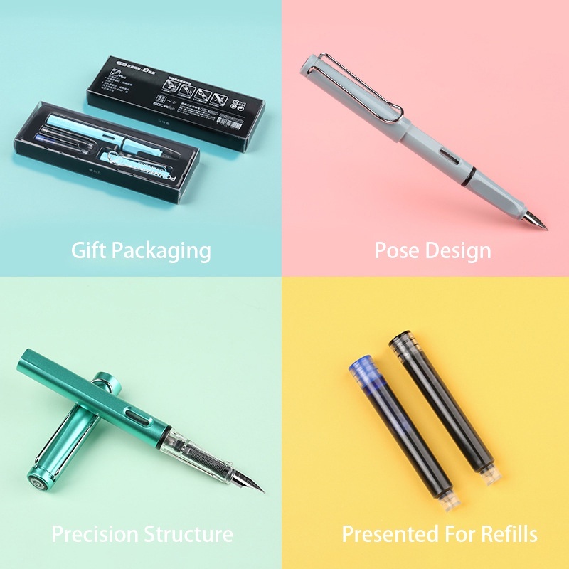 Bộ Bút Máy Màu Xanh/Đen Ngòi 0.38mm Chất Lượng Cao