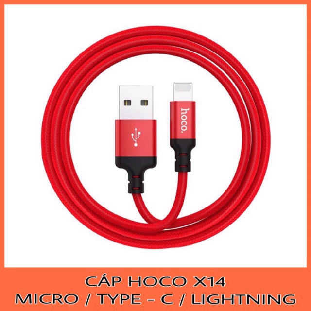 |CHÍNH HÃNG| CÁP SẠC HOCO X14 Mirco USB,iPhone Lightning,Tyce C - Dài 1m/2m -BH CHÍNH HÃNG 12 THÁNG