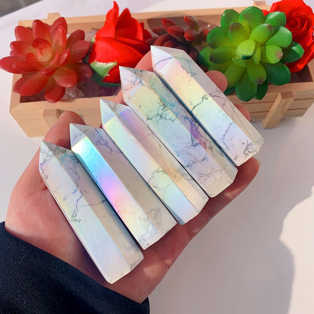 Thanh Đá Thạch Anh Tự Nhiên Màu Cầu Vồng Dùng Trang Trí