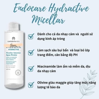 Nước tẩy trang Endocare Hydractive Micellar Solution Agua Micelar
