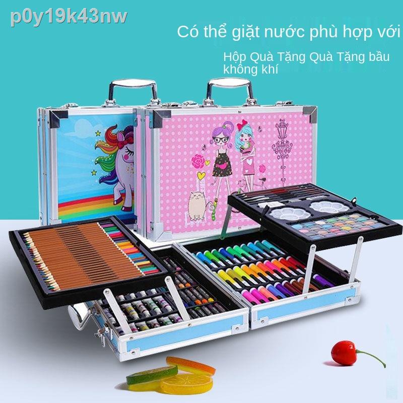 ❧✣✖Trẻ em bức tranh cọ vẽ bộ nghệ thuật không bẩn tay có thể rửa được bút màu nước chì hộp quà