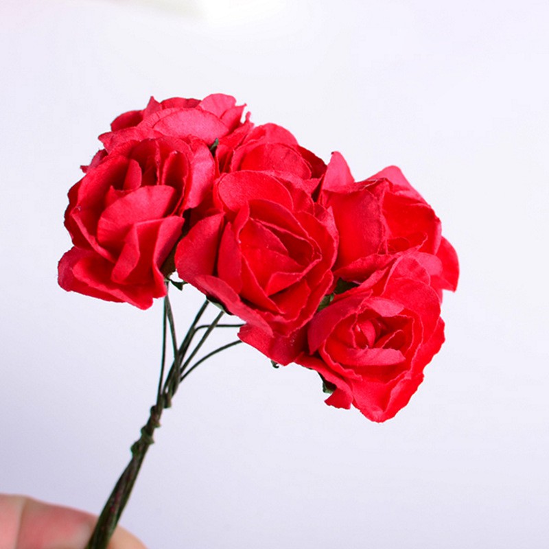 Hoa giấy to 2,5cm chùm 6 bông phụ kiện handmade