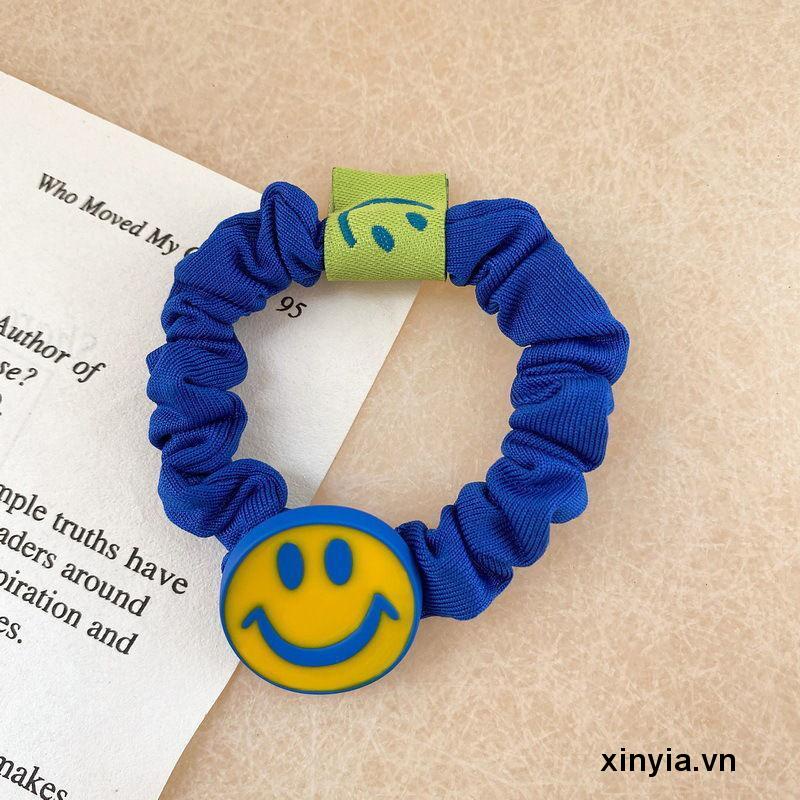 Dây buộc tóc cao su co giãn họa tiết hoa mặt cười xinh xắn cho nữ