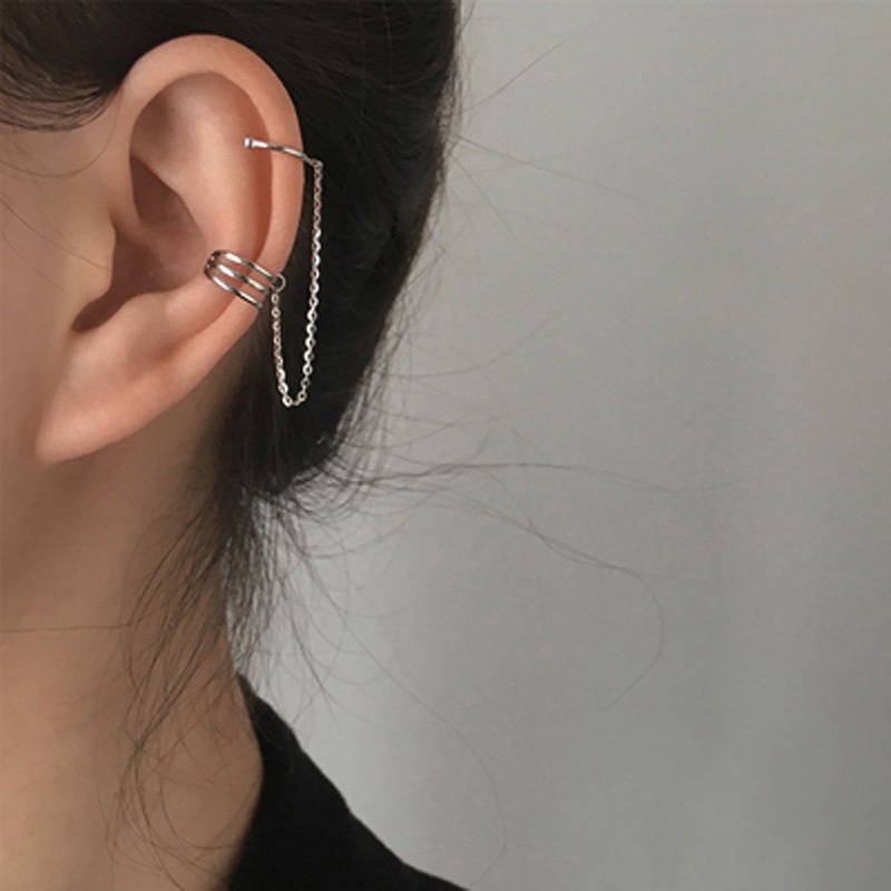 Khuyên tai kẹp không bấm lỗ 2 chiếc bạc nối dây Sully Accessories (1 chiếc)