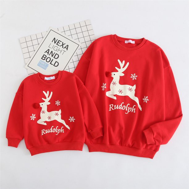 Áo nỉ gia đình ,đủ size, in hình tuần lộc rudolph siêu đẹp, chất nỉ bông loại 1