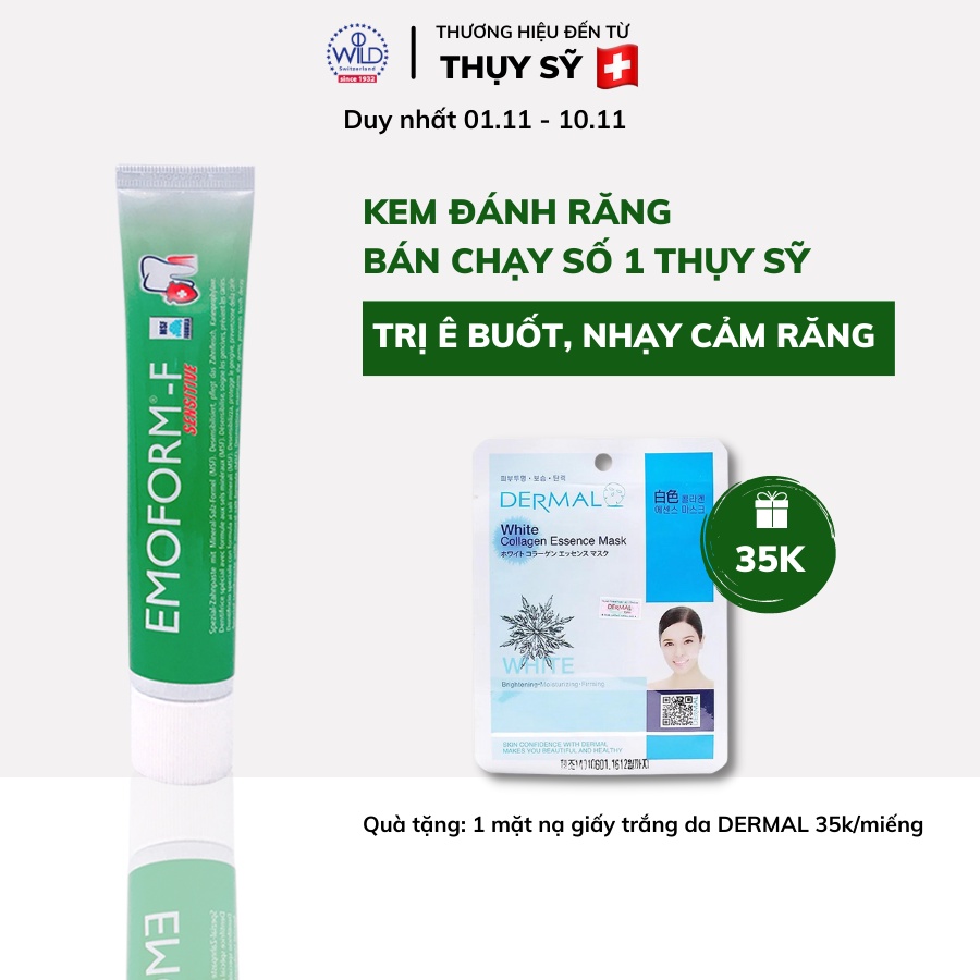 Kem Đánh Răng Cải Thiện Ê Buốt, Nhạy Cảm Răng  EMOFORM F 50ml, Hiệu Quả Nhanh Sau 7 - 10 Ngày