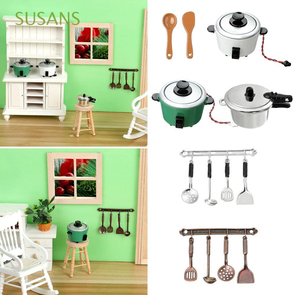 SUSANS New Mini Cutlery Set 1:12 Simulation Miniature Cookware Dollhouse Furniture 6 Styles Spoon Pot Spatula Cookware Doll Accessories