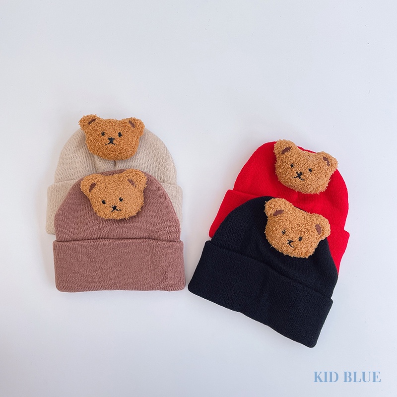 Mũ Len Dệt Kim Hình Gấu Siêu Dễ Thương Thời Trang Mùa Đông Cho Bé