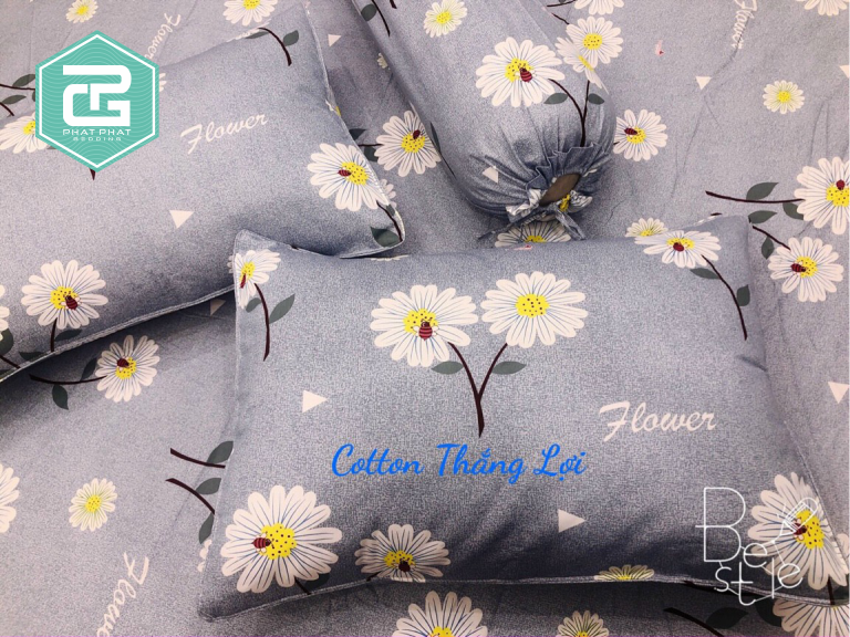 Bộ ga gối Thắng Lợi cotton 100% hàng chuẩn logo cty