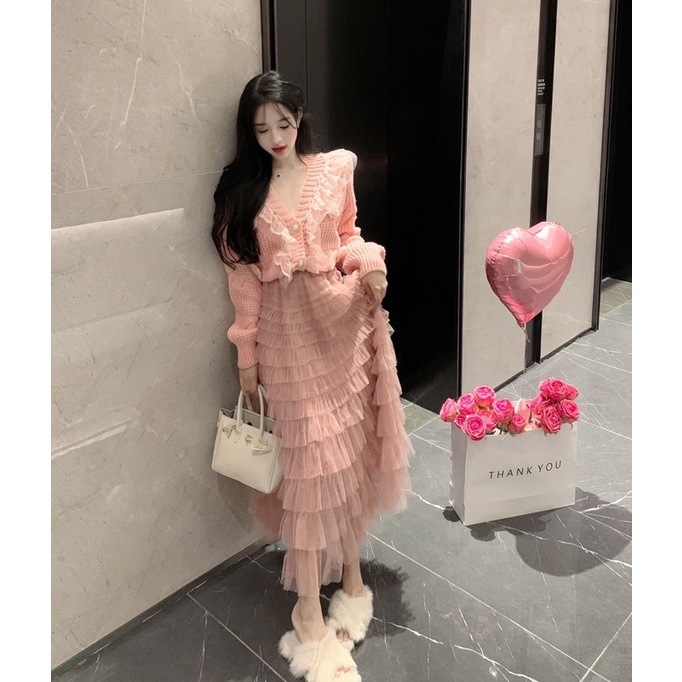 Váy Ren Tầng Siêu Xinh L1 Cạp Ren
