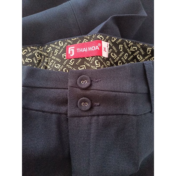 Quần tây Thái Hoà xanh đen mã 935 vải dày, co giãn.